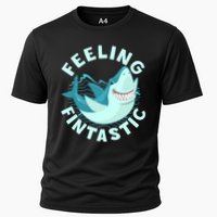 Funny Shark Feeling Fintastic Shark Week Fan Cooling Performance Crew T-Shirt