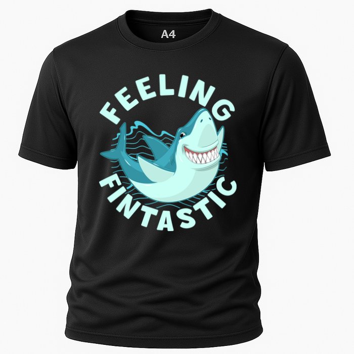 Funny Shark Feeling Fintastic Shark Week Fan Cooling Performance Crew T-Shirt