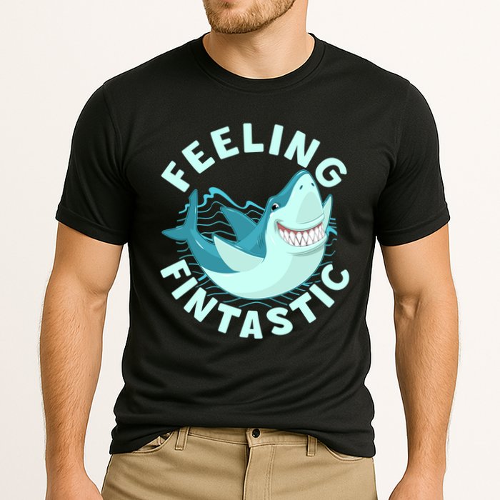 Funny Shark Feeling Fintastic Shark Week Fan Cooling Performance Crew T-Shirt