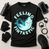Funny Shark Feeling Fintastic Shark Week Fan Cooling Performance Crew T-Shirt