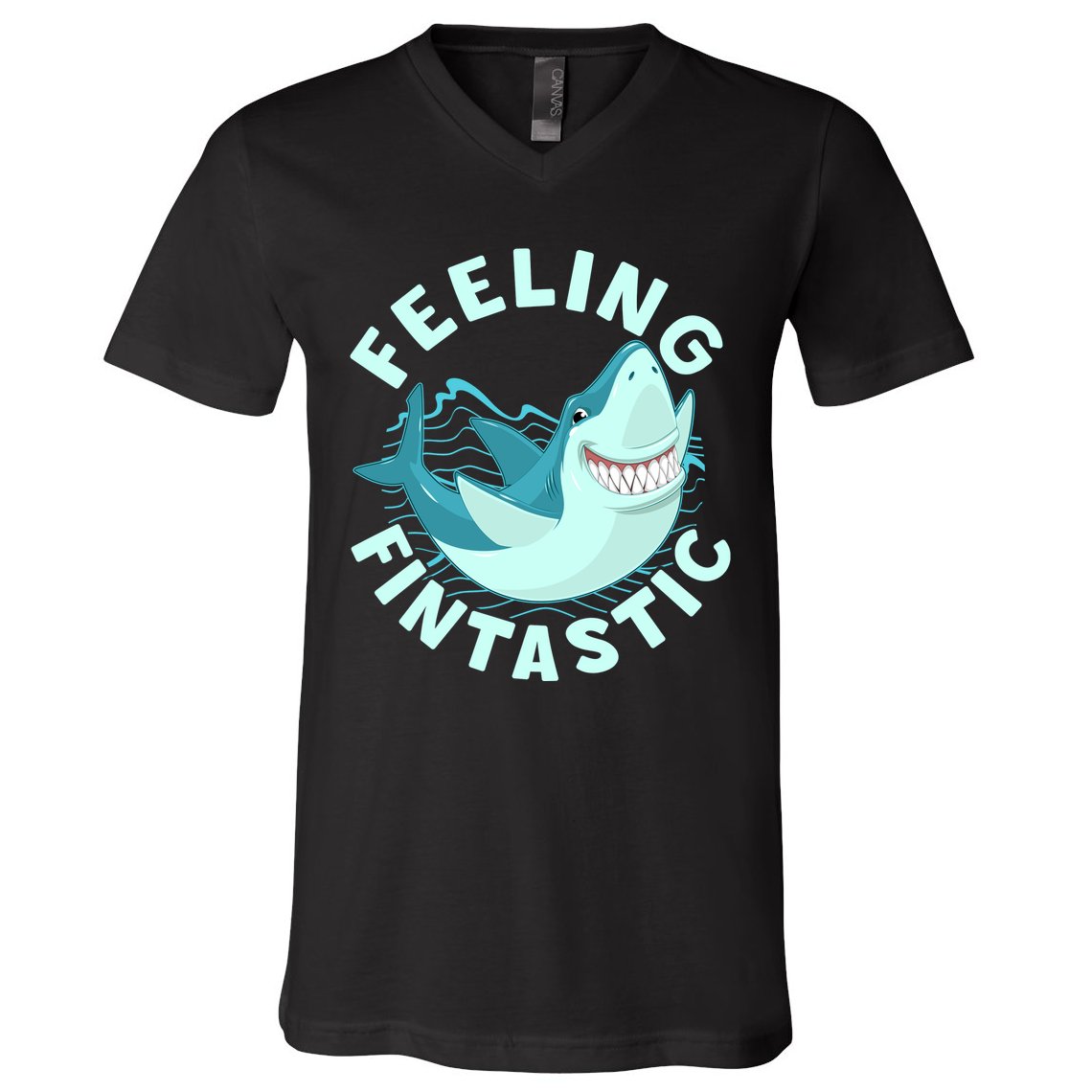 Funny Shark Feeling Fintastic Shark Week Fan V-Neck T-Shirt