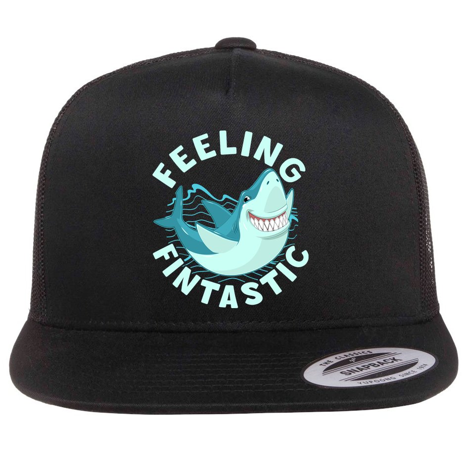 Funny Shark Feeling Fintastic Shark Week Fan Flat Bill Trucker Hat