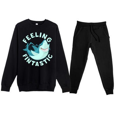 Funny Shark Feeling Fintastic Shark Week Fan Premium Crewneck Sweatsuit Set