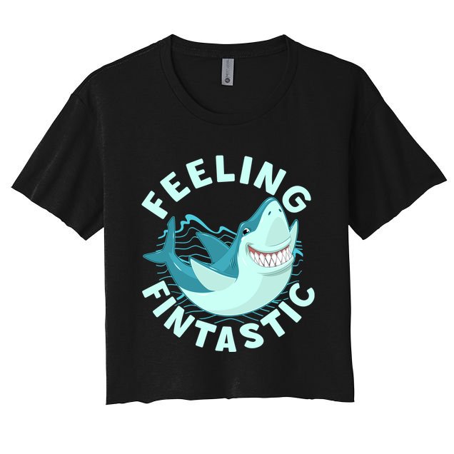 Funny Shark Feeling Fintastic Shark Week Fan Crop Top