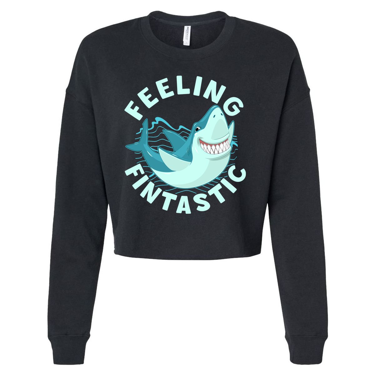 Funny Shark Feeling Fintastic Shark Week Fan Cropped Pullover Crew