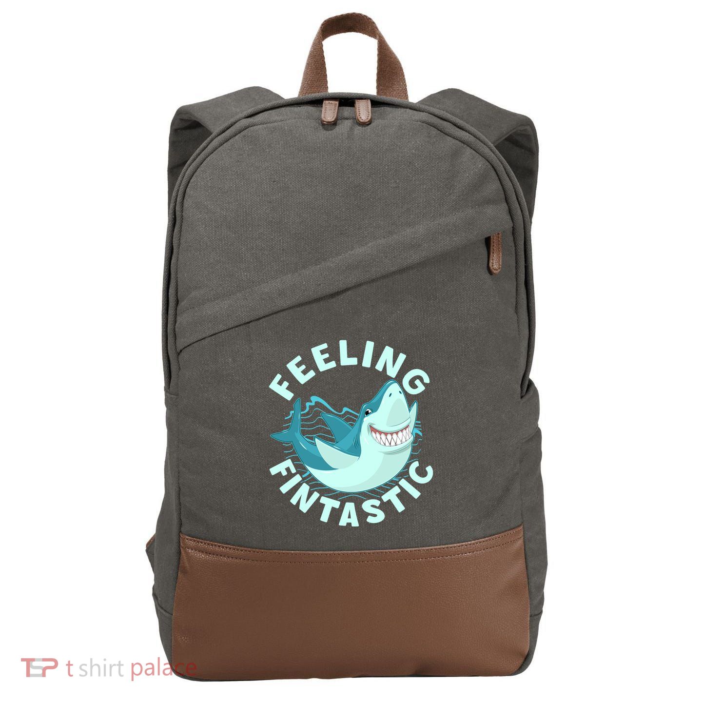 Funny Shark Feeling Fintastic Shark Week Fan Cotton Canvas Backpack