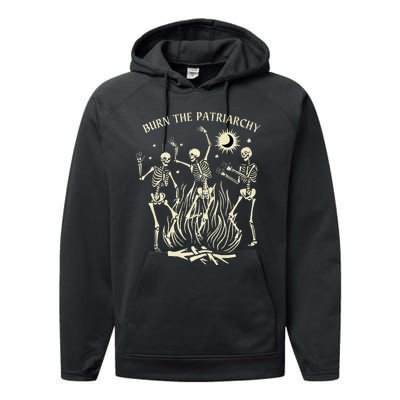 Feminist Skeleton Fun Burn Patriarchy Halloween Rights Performance Fleece Hoodie