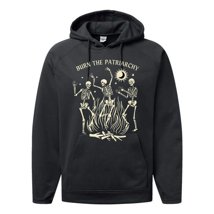 Feminist Skeleton Fun Burn Patriarchy Halloween Rights Performance Fleece Hoodie