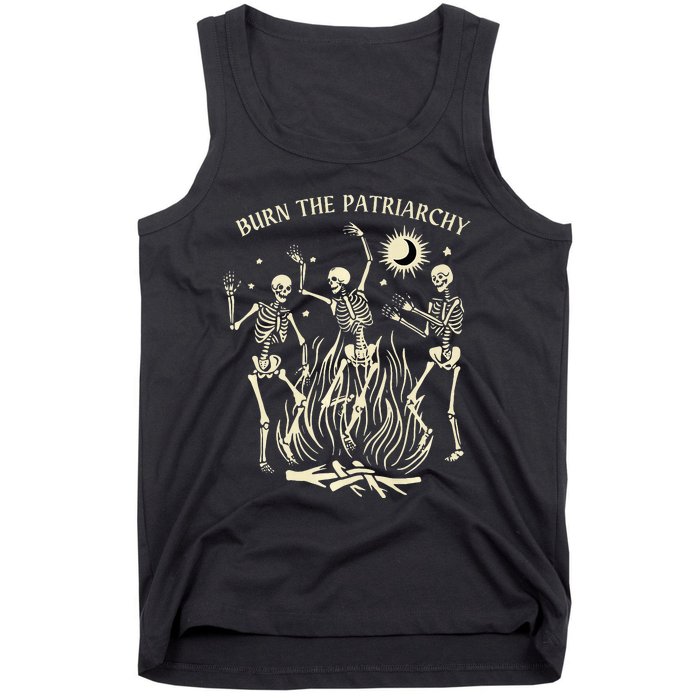 Feminist Skeleton Fun Burn Patriarchy Halloween Rights Tank Top