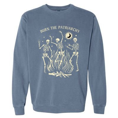 Feminist Skeleton Fun Burn Patriarchy Halloween Rights Garment-Dyed Sweatshirt