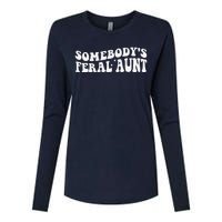 Funny SomebodyS Feral Aunt Groovy Mom MotherS Day Women Womens Cotton Relaxed Long Sleeve T-Shirt