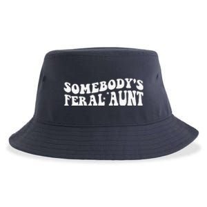 Funny SomebodyS Feral Aunt Groovy Mom MotherS Day Women Sustainable Bucket Hat