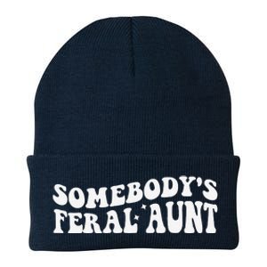 Funny SomebodyS Feral Aunt Groovy Mom MotherS Day Women Knit Cap Winter Beanie