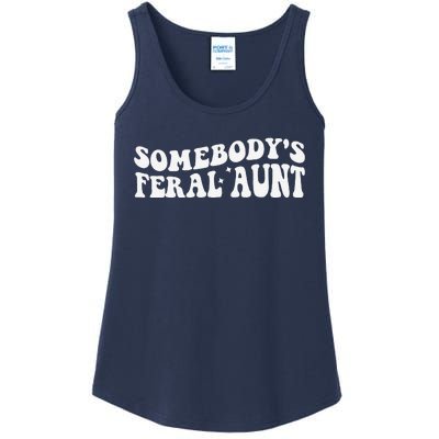 Funny SomebodyS Feral Aunt Groovy Mom MotherS Day Women Ladies Essential Tank