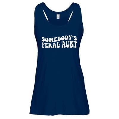 Funny SomebodyS Feral Aunt Groovy Mom MotherS Day Women Ladies Essential Flowy Tank