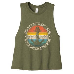 Funny Sorry For What I Said While Docking The Boat Women's Racerback Cropped Tank