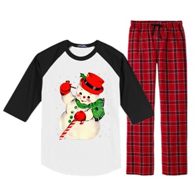 Festive Snowman Family Pajama Set Hilarious Christmas Vintage Raglan Sleeve Pajama Set