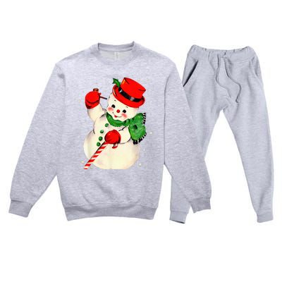 Festive Snowman Family Pajama Set Hilarious Christmas Vintage Premium Crewneck Sweatsuit Set