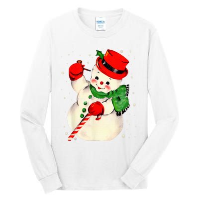 Festive Snowman Family Pajama Set Hilarious Christmas Vintage Tall Long Sleeve T-Shirt