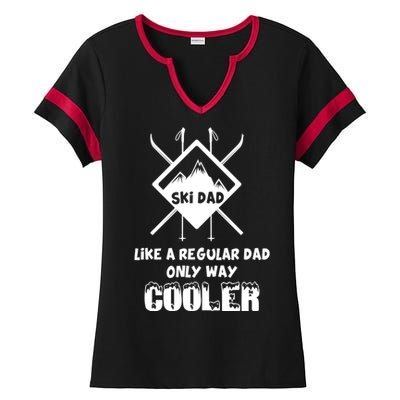 Funny Skiing Father Ski Dad Gift Ladies Halftime Notch Neck Tee