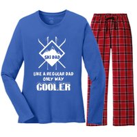 Funny Skiing Father Ski Dad Gift Women's Long Sleeve Flannel Pajama Set 