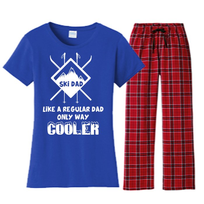 Funny Skiing Father Ski Dad Gift Women's Flannel Pajama Set