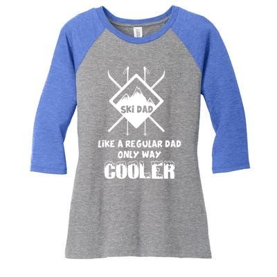 Funny Skiing Father Ski Dad Gift Women's Tri-Blend 3/4-Sleeve Raglan Shirt