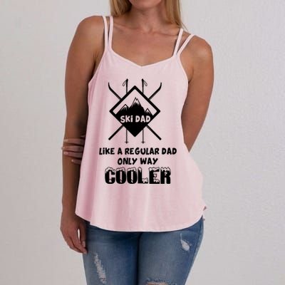 Funny Skiing Father Ski Dad Gift Women's Strappy Tank