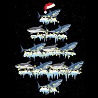 Funny Shark Fish Xmas Lighting Tree Santa Shark Christmas Gift Drawstring Bag