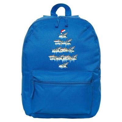 Funny Shark Fish Xmas Lighting Tree Santa Shark Christmas Gift 16 in Basic Backpack