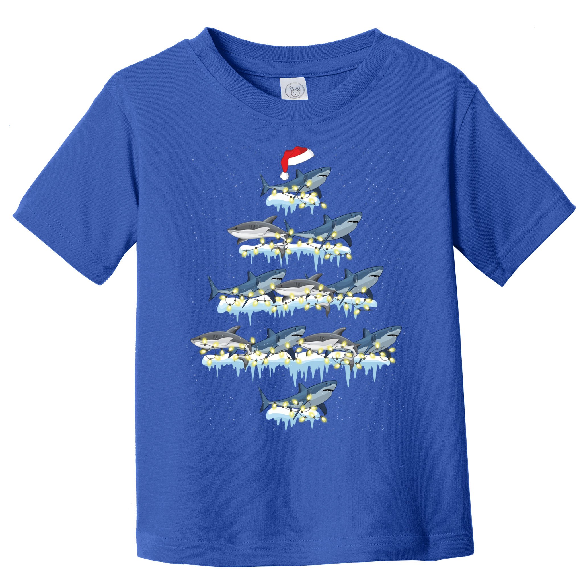 Funny Shark Fish Xmas Lighting Tree Santa Shark Christmas Gift Toddler T-Shirt