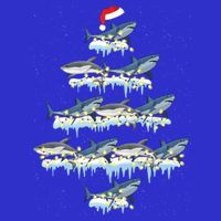 Funny Shark Fish Xmas Lighting Tree Santa Shark Christmas Gift Toddler T-Shirt