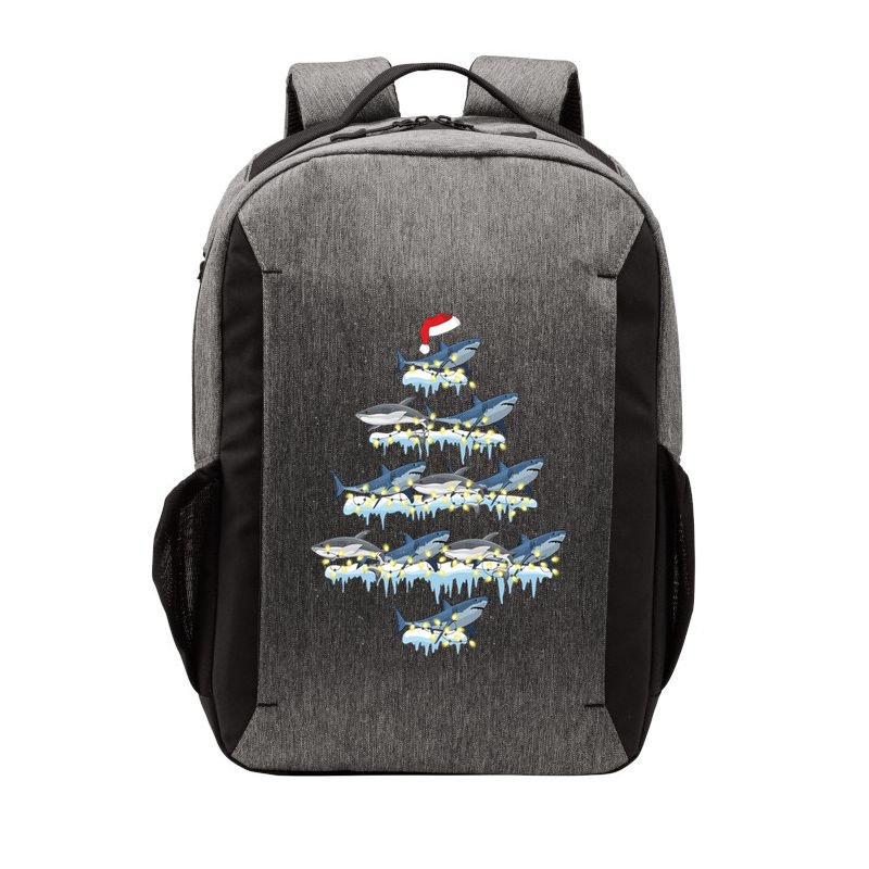 Funny Shark Fish Xmas Lighting Tree Santa Shark Christmas Gift Vector Backpack