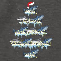 Funny Shark Fish Xmas Lighting Tree Santa Shark Christmas Gift Vector Backpack