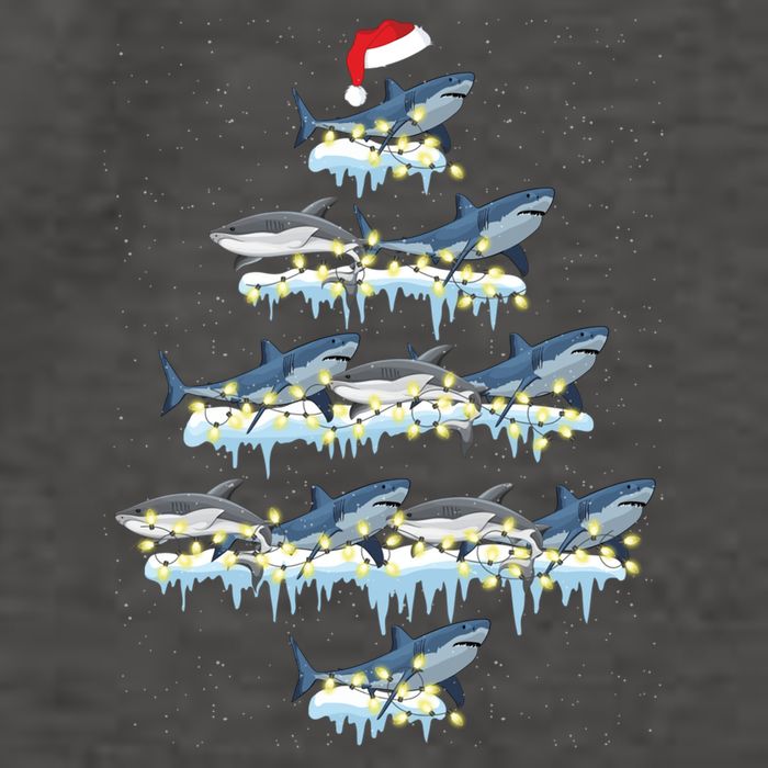 Funny Shark Fish Xmas Lighting Tree Santa Shark Christmas Gift Vector Backpack