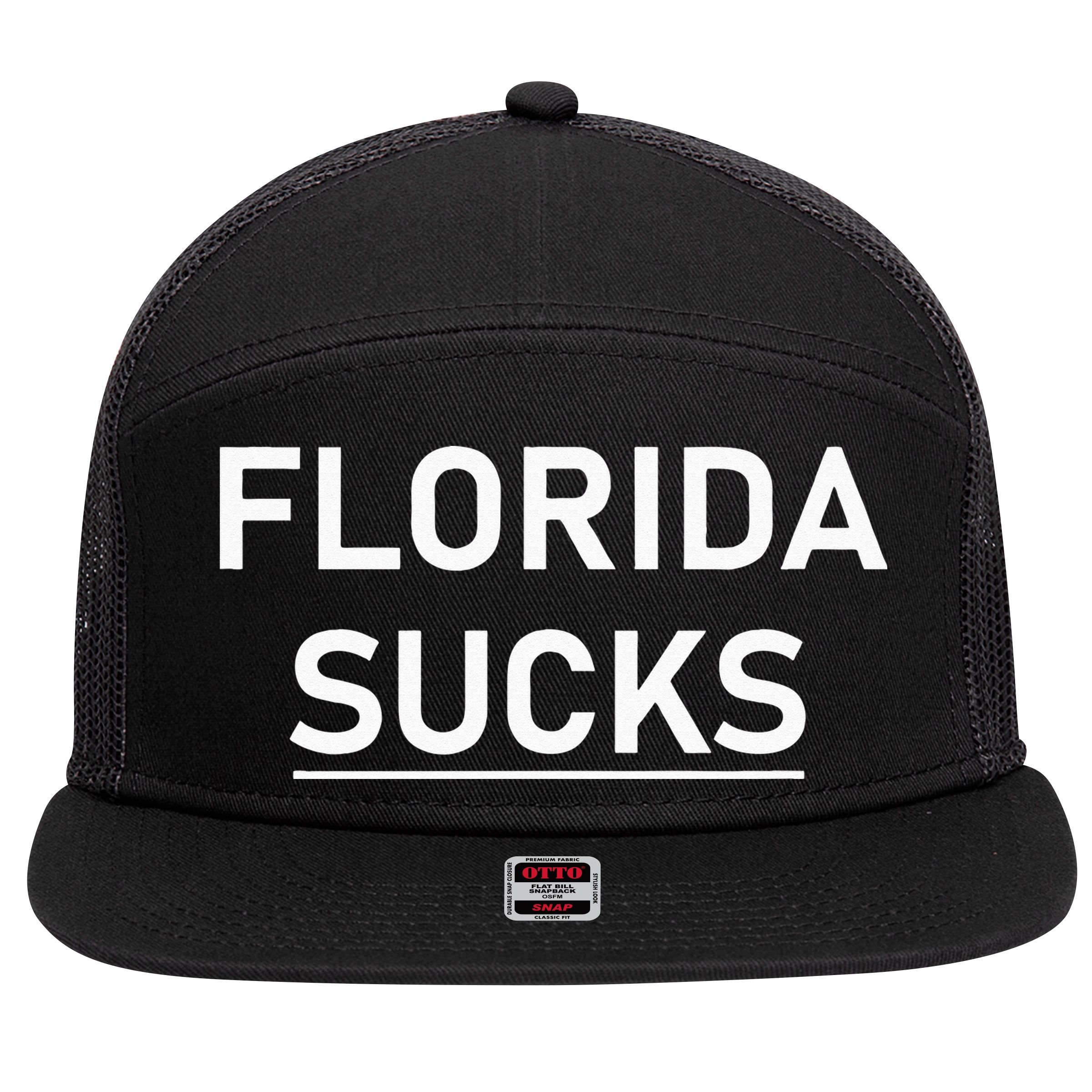 Florida Sucks 7 Panel Mesh Trucker Snapback Hat