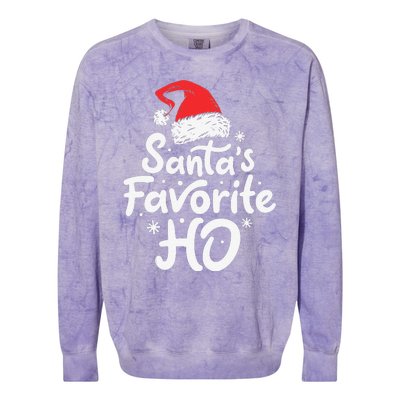 Funny SantaS Favorite Ho Funny Christmas Xmas Santa Hat Colorblast Crewneck Sweatshirt