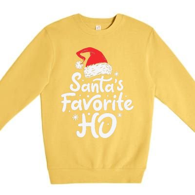 Funny SantaS Favorite Ho Funny Christmas Xmas Santa Hat Premium Crewneck Sweatshirt