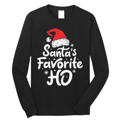 Funny SantaS Favorite Ho Funny Christmas Xmas Santa Hat Long Sleeve Shirt