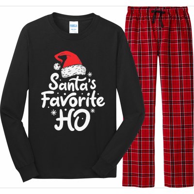 Funny SantaS Favorite Ho Funny Christmas Xmas Santa Hat Long Sleeve Pajama Set