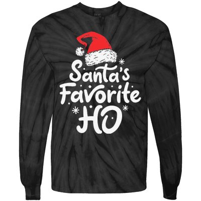 Funny SantaS Favorite Ho Funny Christmas Xmas Santa Hat Tie-Dye Long Sleeve Shirt