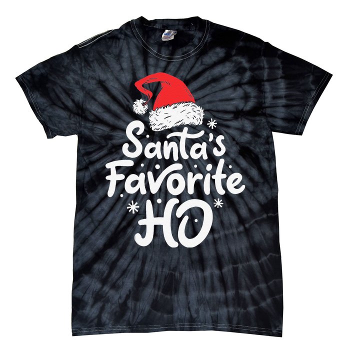 Funny SantaS Favorite Ho Funny Christmas Xmas Santa Hat Tie-Dye T-Shirt