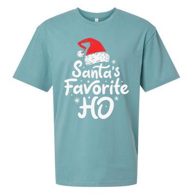 Funny SantaS Favorite Ho Funny Christmas Xmas Santa Hat Sueded Cloud Jersey T-Shirt