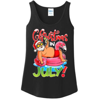 Funny Santa Flamingo Float Christmas In July Summer Vacation Ladies Essential Tank