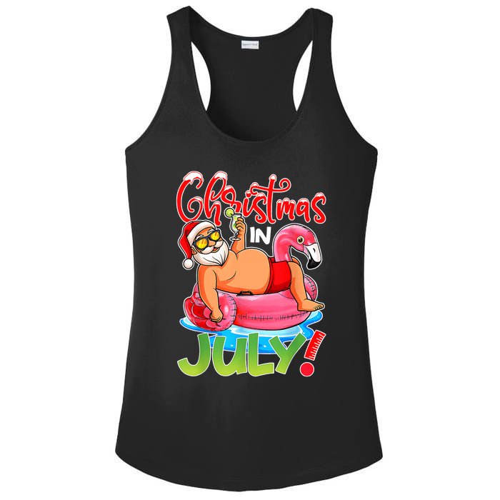 Funny Santa Flamingo Float Christmas In July Summer Vacation Ladies PosiCharge Competitor Racerback Tank