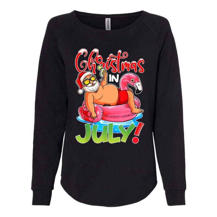 Funny Santa Flamingo Float Christmas In July Summer Vacation Womens California Wash Sweatshirt