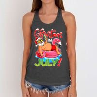 Funny Santa Flamingo Float Christmas In July Summer Vacation Women's Knotted Racerback Tank