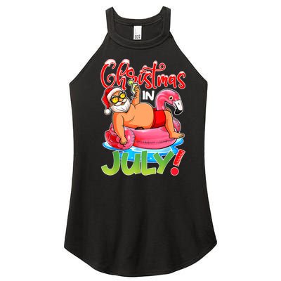 Funny Santa Flamingo Float Christmas In July Summer Vacation Women's Perfect Tri Rocker Tank