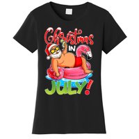 Funny Santa Flamingo Float Christmas In July Summer Vacation Women's T-Shirt