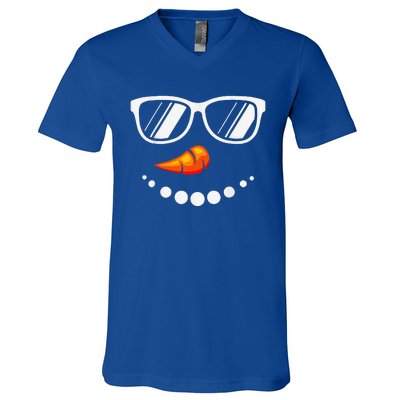 Funny Snowman Face Schnemann Costume Christmas Funny V-Neck T-Shirt